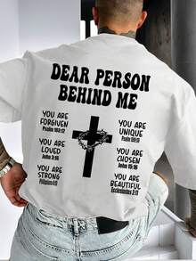 Áo thun nam ngắn tay K-GLORY kiểu dáng thường ngày, đa năng, đơn giản, in khẩu hiệu tiếng Anh và hình chữ thập. - trắng - Xem 2