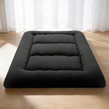 Japanese Floor Mattress Futon Mattress, 4-Inch Twin Thicken Tatami Mat Sleeping Pad Foldable Roll Up Mat Boys Girls Dormitory Pad Kids Floor Lounger Pillow Bed - 黑色 - 查看 1