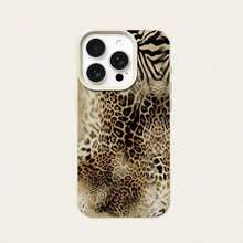 1pc Vintage Zebra & Leopard Print TPU Phone Case Compatible With IPhone// Smartphones - 白色 - 查看 5