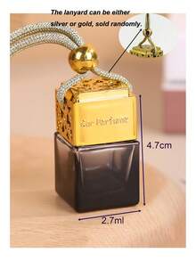 1 pieza/2 piezas Botellas de muestra de perfume dorado de 8ml, botellas de vidrio vacías para perfumes, aromaterapia, ambientador de coche, botellas de aceites esenciales con cuerda colgante - Dorado - Ver 9