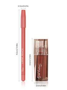 Pudaier 1 Lip Liner + 1 Lip Gloss Set, Long-Lasting Moisturizing, Smooth Application, Perfect Lip Lining, Suitable For All Skin Tones, Great Gift For Music Festivals, Parties, And Valentine's Day - 01+04 - View 3