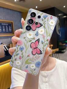 1个蝴蝶花朵图案安卓手机壳，摄像头开孔精准，兼容三星Galaxy S25 Ultra/Galaxy S24 Ultra/S24/S23 Ultra/A56 5G/A55 5G/A52s 5G/A26 5G，无品牌标识，Pixel保护壳 - 無色 - 查看 8