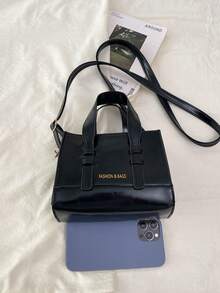 New Casual Women's Handbag, Korean Fashion One Shoulder Crossbody Bag, Large Capacity Chic Minimalist Tote - Black - View 7