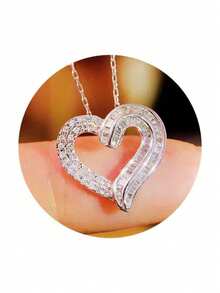 1 Pc Elegant Cubic Zirconia Necklace Pendant For Women For Valentine's Day Gift Engagement Anniversary Party Jewelry - 1# - View 5