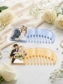 1pc Personalized Acrylic Comb,Custom Photo Hair Comb,Travel Comb,Wide Tooth Comb,Wedding Bridesmaid Gift,Birthday Gift,Bridal Party Gift,Personalized Acrylic Hair Comb, Pocket Wide Tooth Comb, Bridesmaid Gift - Multicolor - View 5