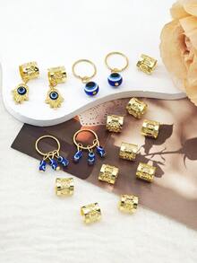 16 chiếc mặt dây chuyền hình mắt quỷ phong cách Hippie dùng cho tóc tết dreadlock và các phụ kiện tóc khác, trang sức tóc cho tóc tết dành cho phụ nữ và bé gái. - Vàng - Xem 3