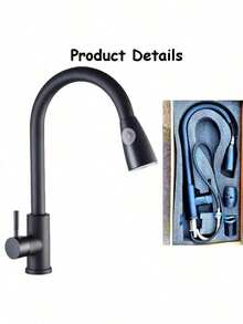 1pc Black Modern 304 Stainless Steel Multi-Function Faucet With Various Water Flow Modes, Practical Bathroom Sink, Balcony, Laundry, Toilet, Kitchen Sink, Retractable Faucet For Home, Restaurant, Hotel - Black - View 12