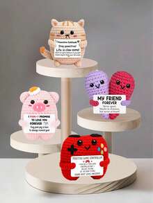 1pc Handmade Crocheted Desktop Decor, Funny Sci-Fi Shaped Birthday Gift Card, Suitable For Valentine's Day, Mother's Day, Father's Day, Gifts For Colleagues, Family, Mom, Dad, Sisters, Best Friends, Handmade Knitting, Positive Emotions, Encouragement, Graduation, Holidays, Party Favors, Souvenirs - Multicolor - View 17