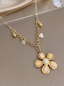 1件复古魅力花朵吊坠项链，简约串珠项链，女士不锈钢金色链条项链，适合圣诞节、日常佩戴、派对、母亲节、情人节等场合的珠宝礼物 - 彩色 - 查看 15