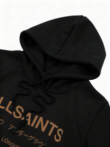 Men's Thin Fleece Streetwear Hoodie - ALLSAINT Graphic Hoodies - Lightweight Fleece Hooded Sweatshirt - Youth Long Sleeve Halloween Gift Christmas Gift Birthday Gift Couple Hoodie - Unisex Sportswear For Men And Women - 黑色 - 查看 3