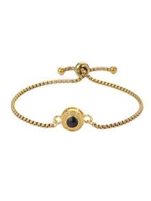 1pc Customizable Round Diamond Embedded Photo Projection Bracelet, Round Photo Projection Bracelet, Stainless Steel Couple Bracelet, Adjustable Projection Couple Bracelet, Couple, Family, Photo Memories, Silver, Gold, Fashionable - Multicolor - View 8