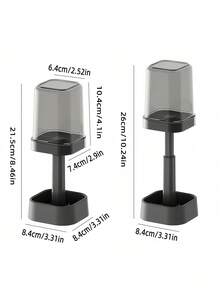 Adjustable Height Toothbrush Cup With Dust Cover, Bathroom Rinse Cup With Drainage And Storage Function, Suitable For Toothpaste, Electric Toothbrush, Bathroom, Kitchen, School, Unisex - Divided - View 8