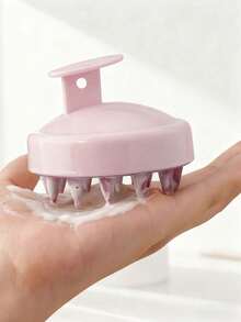 1pc Silicone Scalp Massage Brush, Hair Washing Brush, Shower Brush, Hair Care Tool - Pink - View 4