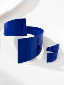 1 Set de joyería de estilo bohemio con brazalete y anillo de metal liso con diseño geométrico, adecuado para uso diario, fiestas, casual y vacaciones de mujeres - Conjunto geométrico - Ver 2