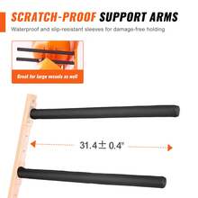 Wall Kayak Storage Rack, 4-Capacity Wall Mounted Kayak Holders For Kayak Canoe Paddle Board, Kayak Storage Hooks With Adjustable Padded Arms, 400 LBS Load Kayak Hanger For Indoor Outdoor Garage - Orange - View 5