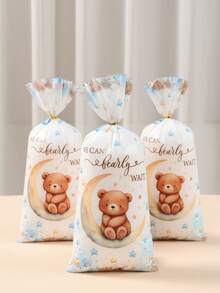 25/50个蓝色小熊婴儿派对回礼袋和糖果袋，可爱蓝色小熊设计甜点袋，适用于性别揭晓派对、婚礼、生日派对礼物包装、一周岁生日派对桌面装饰糖果袋、蓝色小熊主题生日派对中心装饰品、蓝色小熊包装、蓝色小熊装饰、婴儿派对回礼、婴儿派对装饰、性别揭晓派对装饰、婚礼装饰 - 藍色小熊 - 查看 11