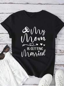 Summer Tops, Funny Wedding Joke My Mom Is Getting Married Cool Wedding T-Shirt, Tops For Women - Black - View 1