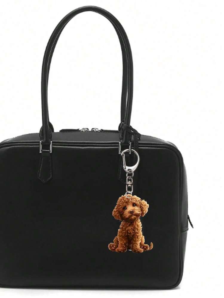 Cute Curly-Haired Teddy Bag Charm Decoration - Brown, Christmas Tree Decoration, Cute Acrylic Dog Shape Ornaments,Lightweight Acrylic Pendant For Purse, Backpack, Car, Home - No Power Needed, Pet Lover Gift, Car Accessory, Playful Accessory, Smooth Texture, 2d Flat,Outdoor Accessories, Partyaccessories, Gifts, Souvenirs,Perfect Homecoming Gift - A - View 6