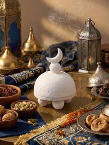 1个简约新月形树脂清真寺圆顶香炉，中空底座设计，适合家居装饰 - 彩色 - 查看 17