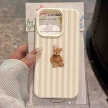 Teddy Bear Cute Pattern Embossed Ivory White Phone Case - Antique White - View 2