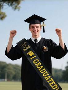 6 piezas/2 piezas por set Borlas para birretes de graduación 2026, decoraciones de birretes de graduación mate negras, adecuadas para títulos de Licenciatura/Maestría, unisex - Negro - Ver 5