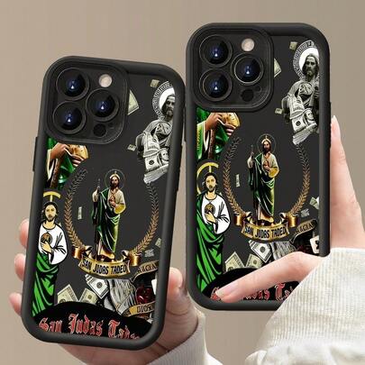 1 pieza Funda de TPU suave negra, antideslizante y antigolpes, estilo minimalista, compatible con Samsung S/A Series, Moto Series, Redmi Series,  POCO Series, OPPO Reno/A Series, VIVO Series,  Pura Series, Honor Series DLTYJT388