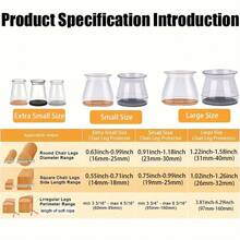 4/24/32 件装圆形椅腿套，适用于高弹毛毡垫、防滑椅垫和椅腿保护套（高透明度，更有光泽和质感，透明色，棕色底色），适用于硬木地板。 - 圓形 - 查看 3