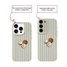 1 chiếc ốp lưng điện thoại bằng chất liệu TPU, họa tiết sọc xanh trắng tươi mát hình quả dừa, tương thích với Apple 17 Pro Max/17/16 Pro Max/15/13/12/11, S20 FE/A15/S24/A55, Note 11/Note 12/Note 13 Pro, bảo vệ điện thoại toàn diện, chống rơi vỡ, mềm mại. - trắng - Xem 7