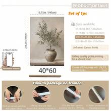 1 Stück gerahmte Leinwandkunst, Olivenbaum und Vintage Vase Leinwanddruck, moderne Wanddekoration, geeignet für Wohnzimmer, Schlafzimmer, Büro, Nahost-Heimdekoration, Raumdekoration Ästhetik, Retro-Bauernhaus-Stil dekorativer Poster, Frühlingsdekoration - Olivenbaum - Übersicht 25