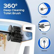 Toilet Bowl Brush Set: Compact Space-Saving Design With Hidden Holder For Small Bathrooms, Apartments & RVs - Bathroom Cleaning Accessories - Rustproof Toilet Scrubber Cleaner Kits Silver - Default - View 6