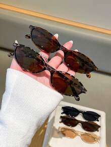 5件套女士时尚眼镜套装，椭圆形镜框，沙滩度假旅行配件，派对聚会街头风礼物，Y2K - 5pcs - 查看 4