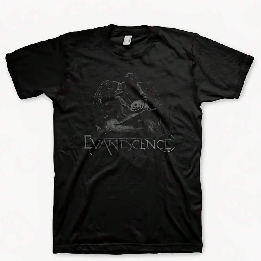 Retro Evanescence Band Gothic Rock Album Graphic Print Tee,Casual Print,Comfortable And Versatile,Pure Cotton 220g Printed T-Shirt,Unisex Style1 - 款式 - 查看 1