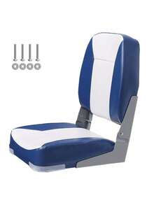 Boat Seat, 18.9" Low Back Boat Seat, Folding Boat Chair With Thickened Sponge Padding And Hinge, Fold-Down Boat Captain Chair For Fishing Boat, Sightseeing Boat, Speedboat, Canoe, 1-Piece - Xanh và trắng - Xem 8