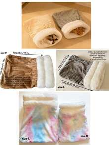 1pc Cat Sleeping Bag - This Semi-Enclosed Plush Sleeping Bag Comes In Various Styles And Colors. It Can Provide Your Beloved Cat With The Necessary Comfort, Creating A Cozy And Warm Nest For Your Pet To Live In A Warm, And Happy Environment Throughout The Year. - Multicolor - View 13