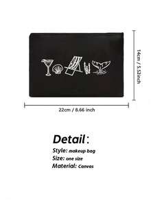 Custom Coastal Makeup Bag- Personalized With The Name "Last Toast Of The Coast" Design, Reusable Cosmetic Pouch With Design,Featuring Glasses And Seashells, Made Of Lightweight, Hand-Painted Style, Lightweight, Cosmetic & Toiletry Organizer Bag - Multicolor - View 10