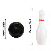 10pcs 16cm White Bowling Pins, 2pcs 7cm Black Bowling Balls, Creative Indoor Floor Bowling Game, Fun Interactive Game For Family Party - Multicolor - View 2