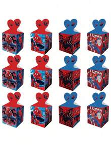 Marvel 12pcs New Spider-Man Party Supplies Candy Box Superhero Spider-Man Candy Boxes Snack Gift Box Gift Bag For Birthday Party Favor Perfect Birthday And Holiday Gifts New Year's Gift, Valentine's Day Gift, Easter Gift ﻿ - Multicolor - View 2