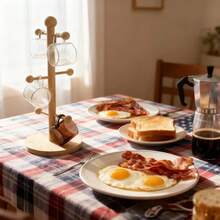 6-Hook Wooden Mug Rack, Detachable Tree-Shaped Bamboo Cup Holder, Suitable For Kitchen, Dining Room, Bar - Ginger - View 5