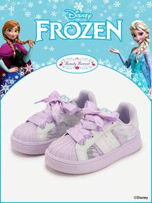 Disney 1 Pair Kids' Sports Shoes, Including Princess, Anna Princess, And Arendelle Princess Sports Shoes, Suitable For Daily, Holiday Sports And Outdoor Wear. Comfortable, Non-Slip, Durable And Breathable Soles - Mauve Purple - View 1