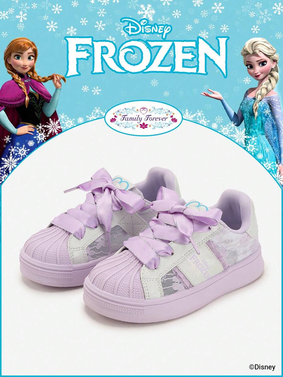 Disney 1 Pair Kids' Sports Shoes, Including Princess, Anna Princess, And Arendelle Princess Sports Shoes, Suitable For Daily, Holiday Sports And Outdoor Wear. Comfortable, Non-Slip, Durable And Breathable Soles - Mauve Purple - View 1