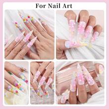 3D Flower Nail Art Charms, Cute Colorful Acrylic Flower Petals White Pink Cherry Blossom Spring Petal With Caviar Beads And Flatback Pearls For Manicure Craft DIY(20 - K1 - Colorful) - 20-K1-彩色 - 查看 9