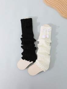 2 đôi tất giữ ấm chân có nơ và bèo nhún cho bé gái, đa năng. - Nhiều màu - Xem 9