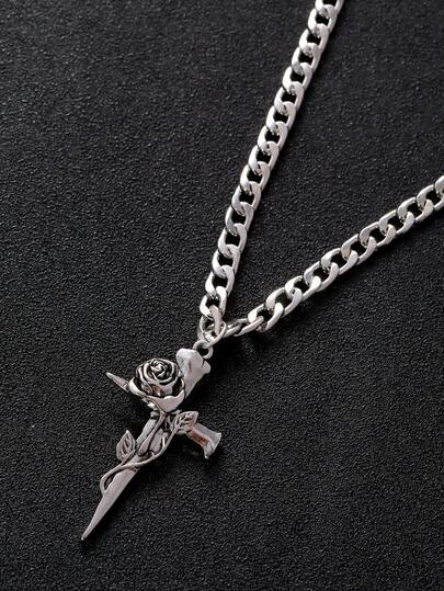 1 pieza Collar con colgante de rosa espinosa minimalista, collar de varias capas de estilo callejero, gargantilla de estilo audaz para mujeres