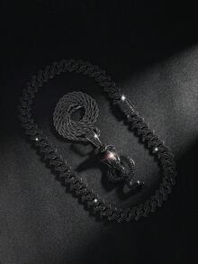 Collar con colgante de serpiente negra, joyería de moda callejera hip hop, regalo de cumpleaños, accesorio de fiesta - Negro - Ver 5