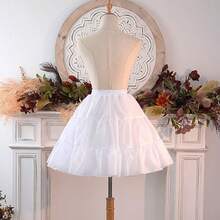 舞会礼服衬裙，蓬松薄纱芭蕾舞裙内衬，双层裙撑，打造戏剧性丰盈效果，弹力松紧腰带 - 白色 - 查看 5