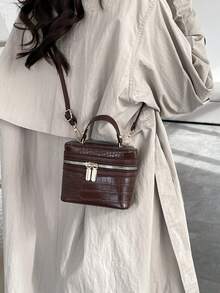 New Retro Niche Minimalist Casual Chic Small Square Shoulder Crossbody Bag - Coffee - View 3