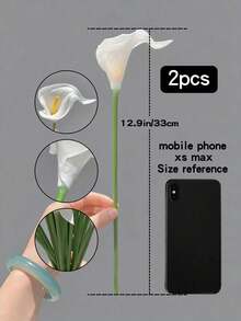 50支/30支/20支/10支/22支/18支/5支/1支 白色仿真花，丝绸马蹄莲和百合，13.4英寸，适用于母亲节、复活节、家居、厨房、婚礼装饰 - 也适用于婚礼装饰、新娘背景道具、花束、胸花、腕花、婚礼拱门、派对装饰、礼品装饰、餐厅中心摆件 - 白色 - 查看 22