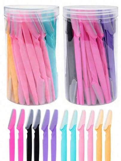 30pcs/Bottle Eyebrow Razor Set, Includes Storage Box, Facial Trimming Blades & Shaver, Suitable For Facial & Body Hair Removal, Essential Hair Salon, Beauty & Travel Accessory