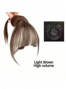 Peluca sintética elegante y ultrafina con flequillo, de apariencia natural, con flequillo con clip, adecuada para uso diario y fiestas - Multicolor - Ver 18