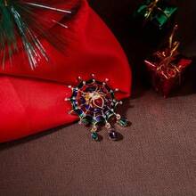 Vintage Enamel Spider Rhinestone Brooch, Women's Fashionable Luxury Jewelry, Set With Sparkling Rhinestones And Enamel Details, Suitable For Weddings And Formal Occasions, Perfect Holiday Gift - 紫色 - 查看 6